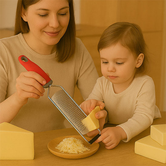 Rape fromage manuelle rouge en famille