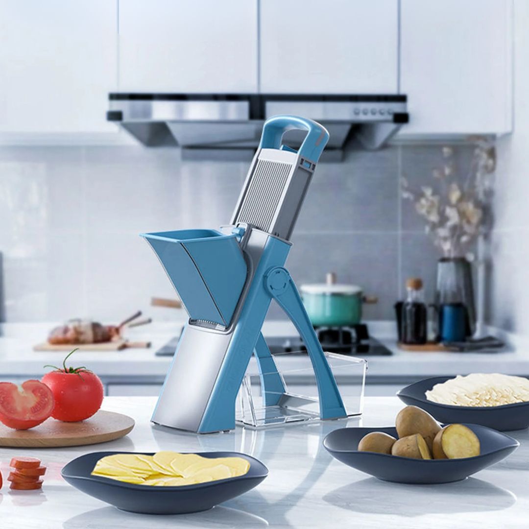 Cuisine mandoline bleu ergonomique