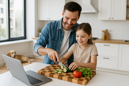 Planche bois a decouper famille recette